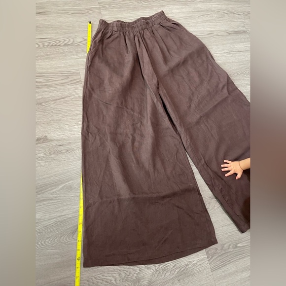 NWT brown linen wide leg pant size large - Picture 2 of 8